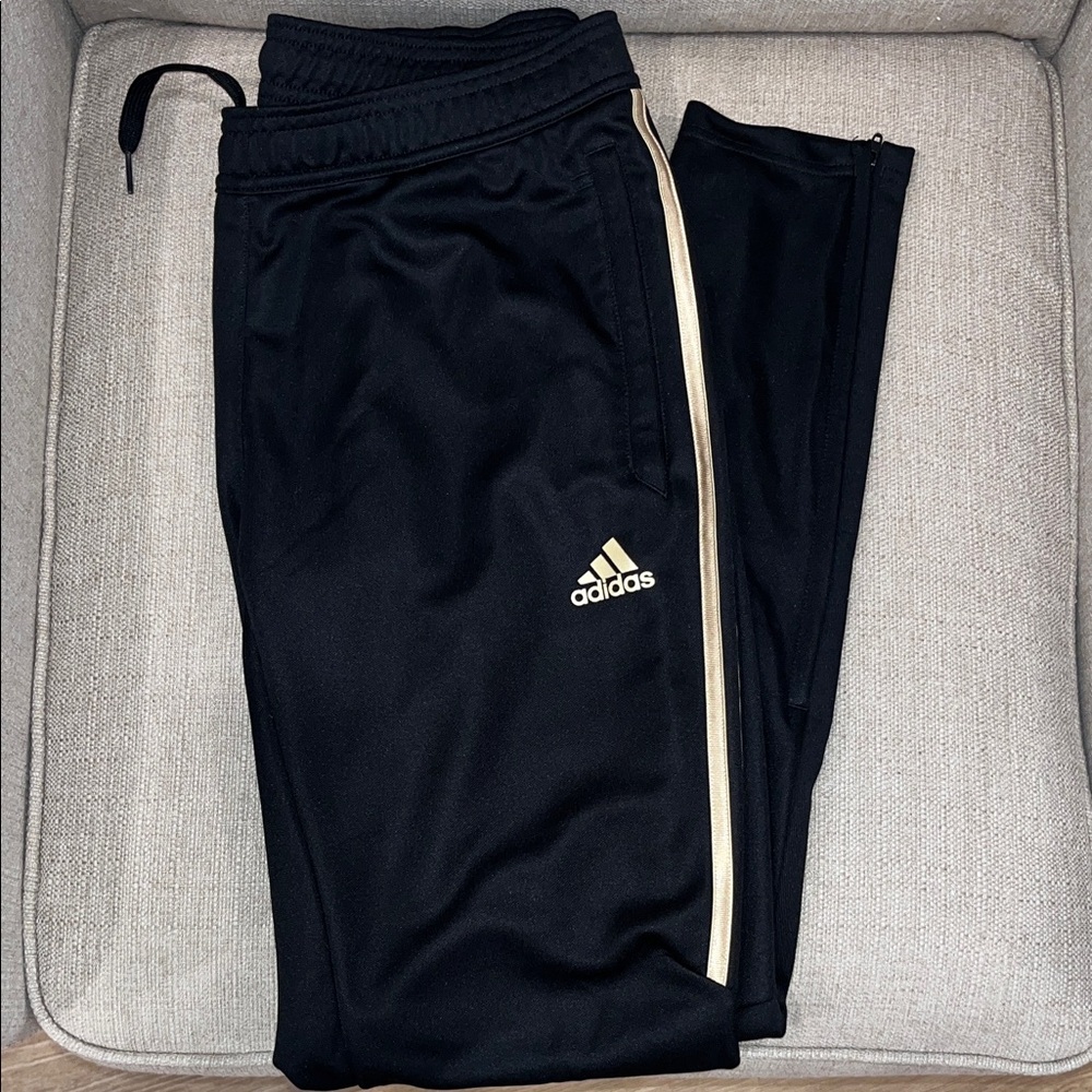 Adidas Black Joggers with Gold Accents